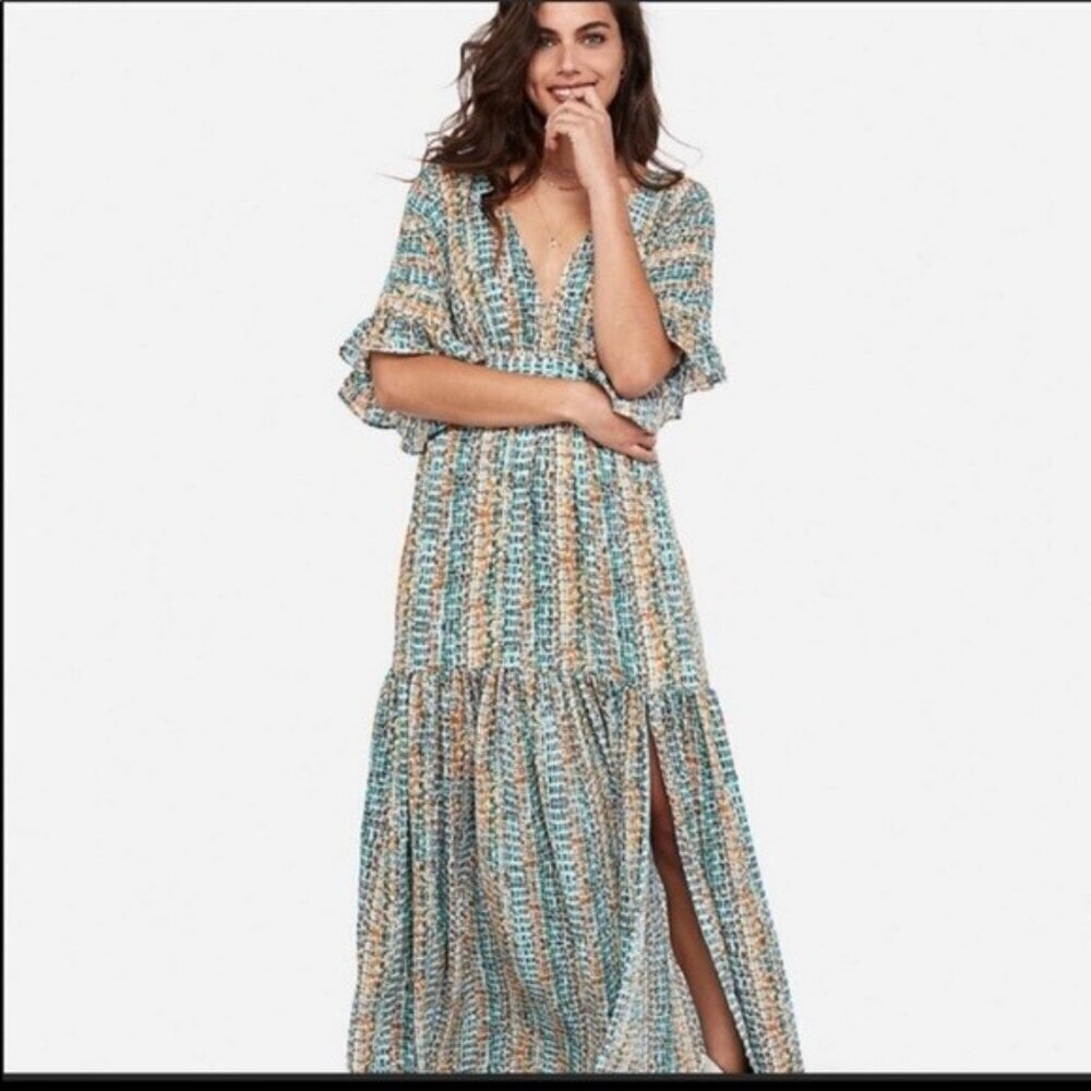 Express x Rocky Barnes Multicolor Maxi Dress NWT